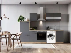 Respekta Küchenblock Merle 280 cm Eiche Grau mit Waschmaschinen-Nische