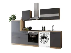 Respekta Küchenblock Merle 280 cm Eiche Grau mit Waschmaschinen-Nische