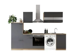 Respekta Küchenblock Merle 280 cm Eiche Grau mit Waschmaschinen-Nische