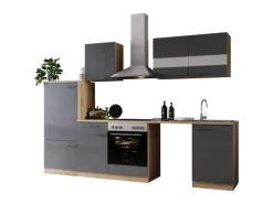 Respekta Küchenblock Merle 280 cm Eiche Grau mit Waschmaschinen-Nische