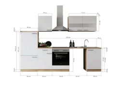Respekta Küchenblock Merle 280 cm Eiche Grau mit Waschmaschinen-Nische