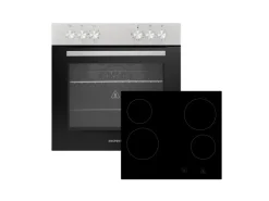 Respekta Küchenblock Merle 220 cm Eiche Schwarz mit Waschmaschinen-Nische