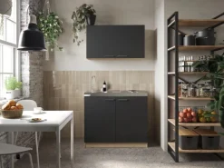 Respekta Küchenmöbel-Set 6 Merle 100 cm Schwarz