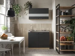 Respekta Küchenmöbel-Set 3 Merle 100 cm Schwarz