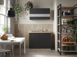 Respekta Küchenmöbel-Set 1 Merle 100 cm Schwarz