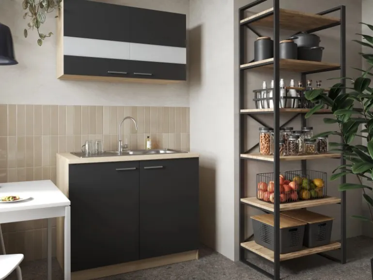 Respekta Küchenmöbel-Set 1 Merle 100 cm Schwarz