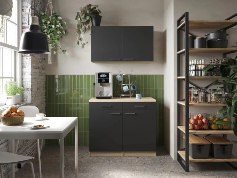 Respekta Küchenmöbel-Set 10 Merle 100 cm Schwarz