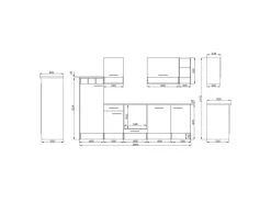 Respekta Küchenzeile 280 cm Grau-Wildeiche Nachbildung