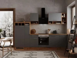 Respekta Küchenzeile 310 cm Grau-Wildeiche Nachbildung