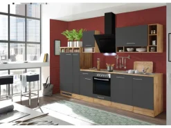 Respekta Küchenzeile 310 cm Grau-Wildeiche Nachbildung