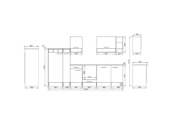 Respekta Küchenzeile 310 cm Grau-Wildeiche Nachbildung