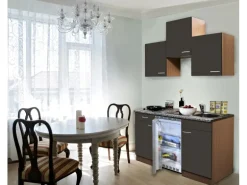 Respekta Küchenzeile 150 cm Grau-Buche