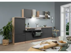 Respekta Küchenzeile 270 cm Grau Eiche Sägerau