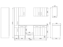 Respekta Küchenzeile Anton 240 cm Lärche Weiß matt