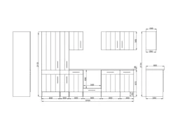 Respekta Küchenzeile Anton 310 cm Lärche Weiß matt