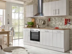 Respekta Küchenzeile Anton 220 cm Lärche Weiß Matt (DAH CH22058IXB)