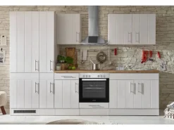 Respekta Küchenzeile Anton 300 cm Lärche Weiß matt