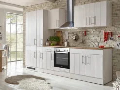 Respekta Küchenzeile Anton 300 cm Lärche Weiß matt