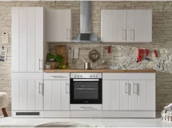 Respekta Küchenzeile Anton 270 cm Lärche Weiß matt