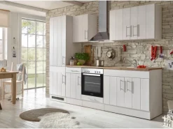 Respekta Küchenzeile Anton 270 cm Lärche Weiß matt