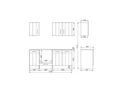 Respekta Küchenzeile Anton 210 cm Lärche Weiß matt