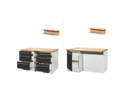 Respekta Küchenzeile Gabriel 320 cm mit Kücheninsel Grau Hochglanz