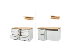 Respekta Küchenzeile Gabriel 320 cm mit Kücheninsel Weiß Hochglanz