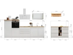 Respekta Küchenzeile Gabriel 320 cm mit Kücheninsel Weiß Hochglanz