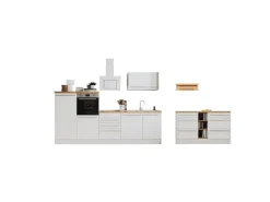 Respekta Küchenzeile Gabriel 290 cm mit Kücheninsel Weiß Hochglanz