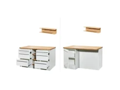 Respekta Küchenzeile Gabriel 290 cm mit Kücheninsel Weiß Hochglanz