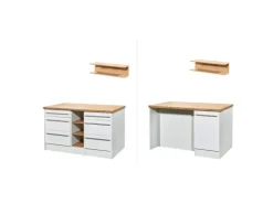 Respekta Küchenzeile Gabriel 290 cm mit Kücheninsel Weiß Hochglanz