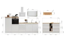Respekta Küchenzeile Gabriel 290 cm mit Kücheninsel Weiß Hochglanz
