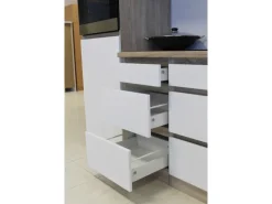 Respekta Küchenzeile GLRP380HESW Grifflos 380 cm Weiß Hochglanz-Sonoma Eiche