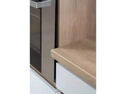 Respekta Küchenzeile GLRP380HESG Grifflos 380 cm Grau Hochglanz-Sonoma Eiche