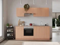 Respekta Küchenzeile KB210BBE 210 cm Buche Nachbildung