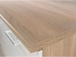 Respekta Küchenzeile KB270ENWP 270 cm Weiß-Eiche Natura Nachbildung Glänzend