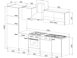 Respekta Küchenzeile KB280ESGCGKE 280 cm Grau-Eiche Sägerau Nachbildung