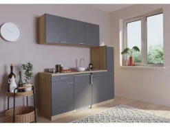 Respekta Küchenzeile KB180ESGC 180 cm Grau-Eiche Sonoma Sägerau Nachbildung