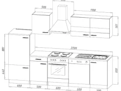 Respekta Küchenzeile KB280ESG 280 cm Grau-Eiche Sägerau Nachbildung