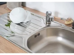 Respekta Küchenzeile KB210ESG 210 cm Grau-Eiche Sägerau Nachbildung