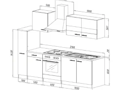 Respekta Küchenzeile KB240ESG 240 cm Grau-Eiche
