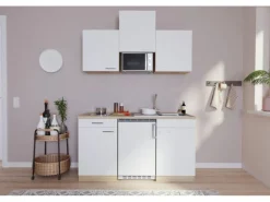 Respekta Küchenzeile KB150ESRMIC 150 cm Rot-Eiche Sägeräu Nachbildung