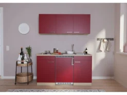 Respekta Küchenzeile KB150ESR 150 cm Rot-Eiche Sägerau