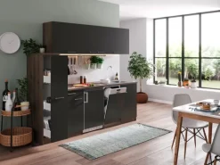 Respekta Küchenzeile KB225EYGC 225 cm Grau-Eiche York Nachbildung