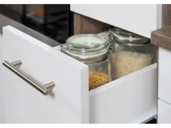 Respekta Küchenzeile KB310EYS 310 cm Schwarz Seidengl.-Eiche York Nachbildung