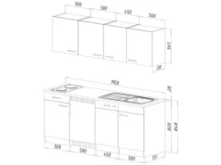 Respekta Küchenzeile KB195EYSMI 195 cm Schwarz-Eiche York Nachbildung