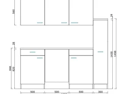 Respekta Küchenzeile KB180EYSMI 180 cm Schwarz-Eiche York Nachbildung
