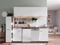 Respekta Küchenzeile KB225EYWC 225 cm Weiß-Eiche York Nachbildung