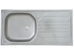 Respekta Küchenzeile KB225EYWMI 225 cm Weiß-Eiche York Nachbildung