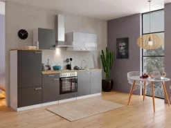 Respekta Küchenzeile KB270WG 270 cm Grau-Weiß